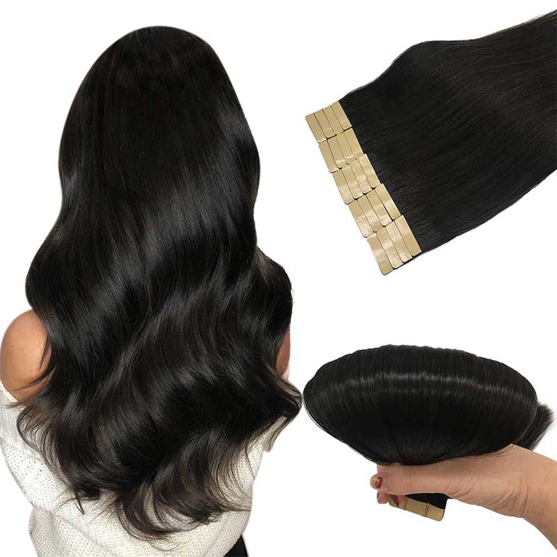 Art. Tape Hair Extensions #1B - 20"