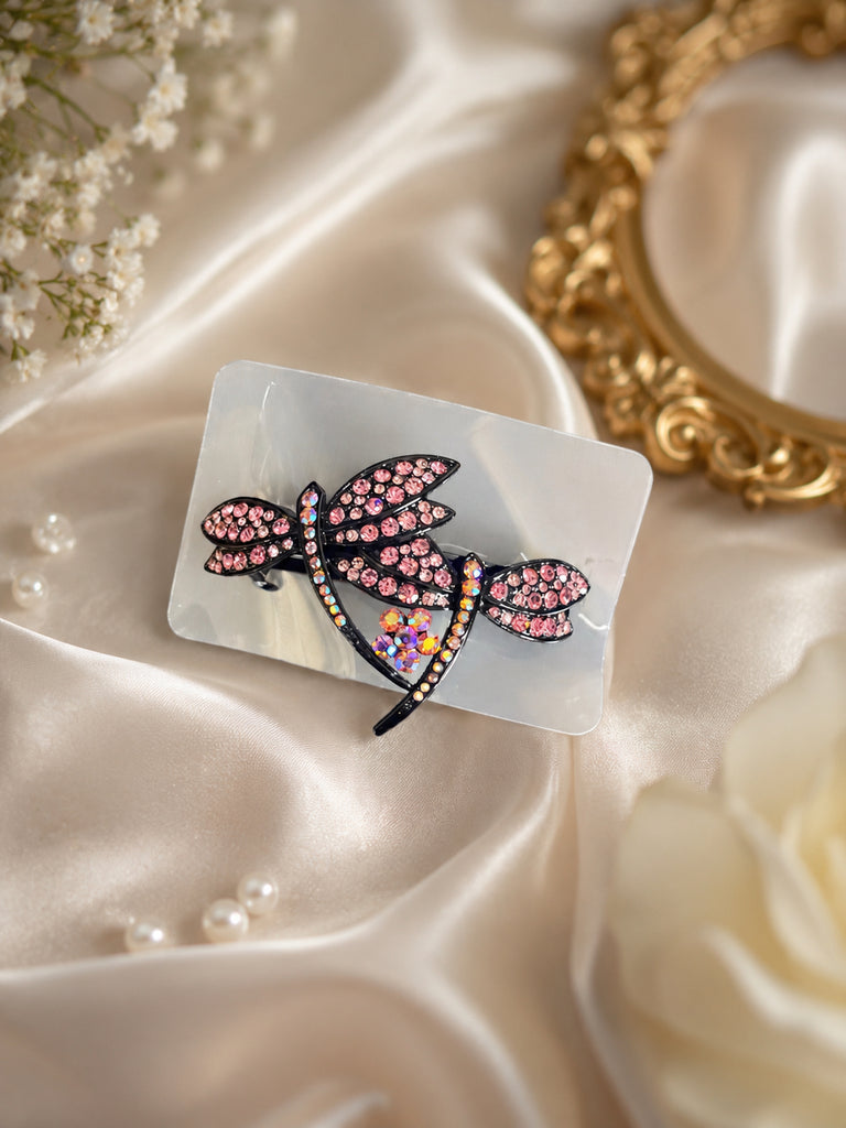 Double Dragonfly Clip Pink