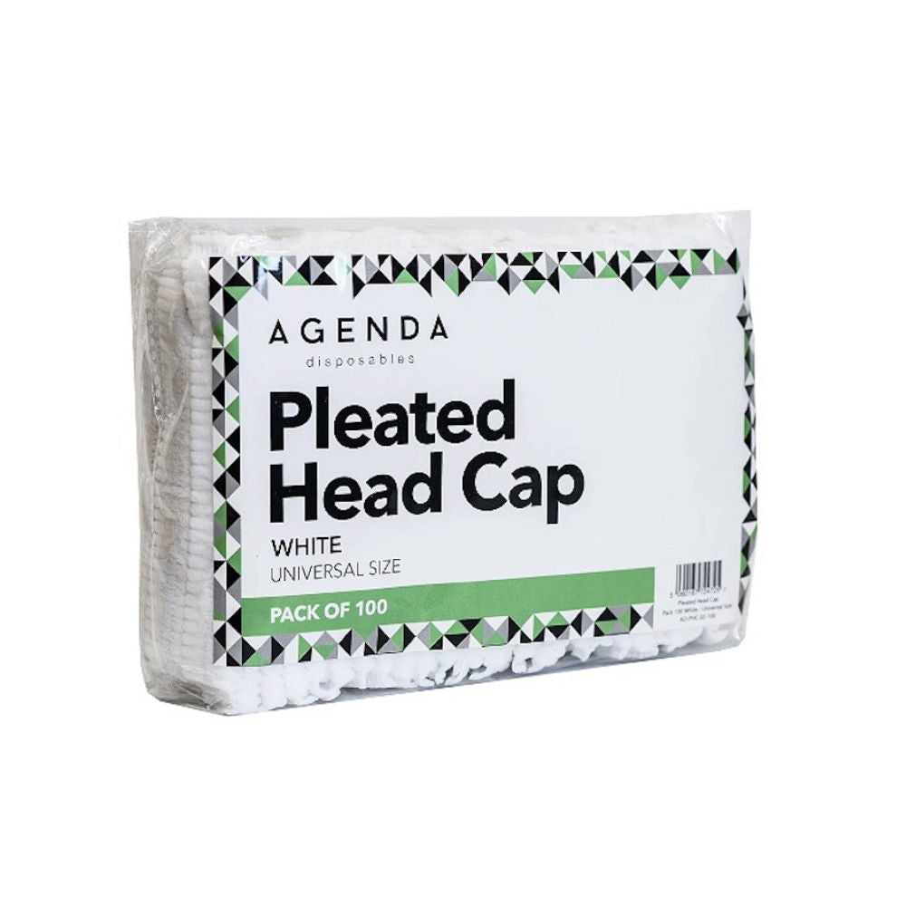 Disposable Pleated Head Caps 100pk
