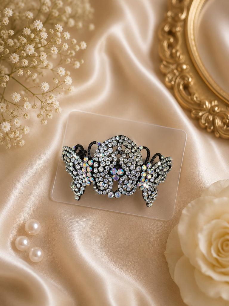 Silver Double Butterfly Clip